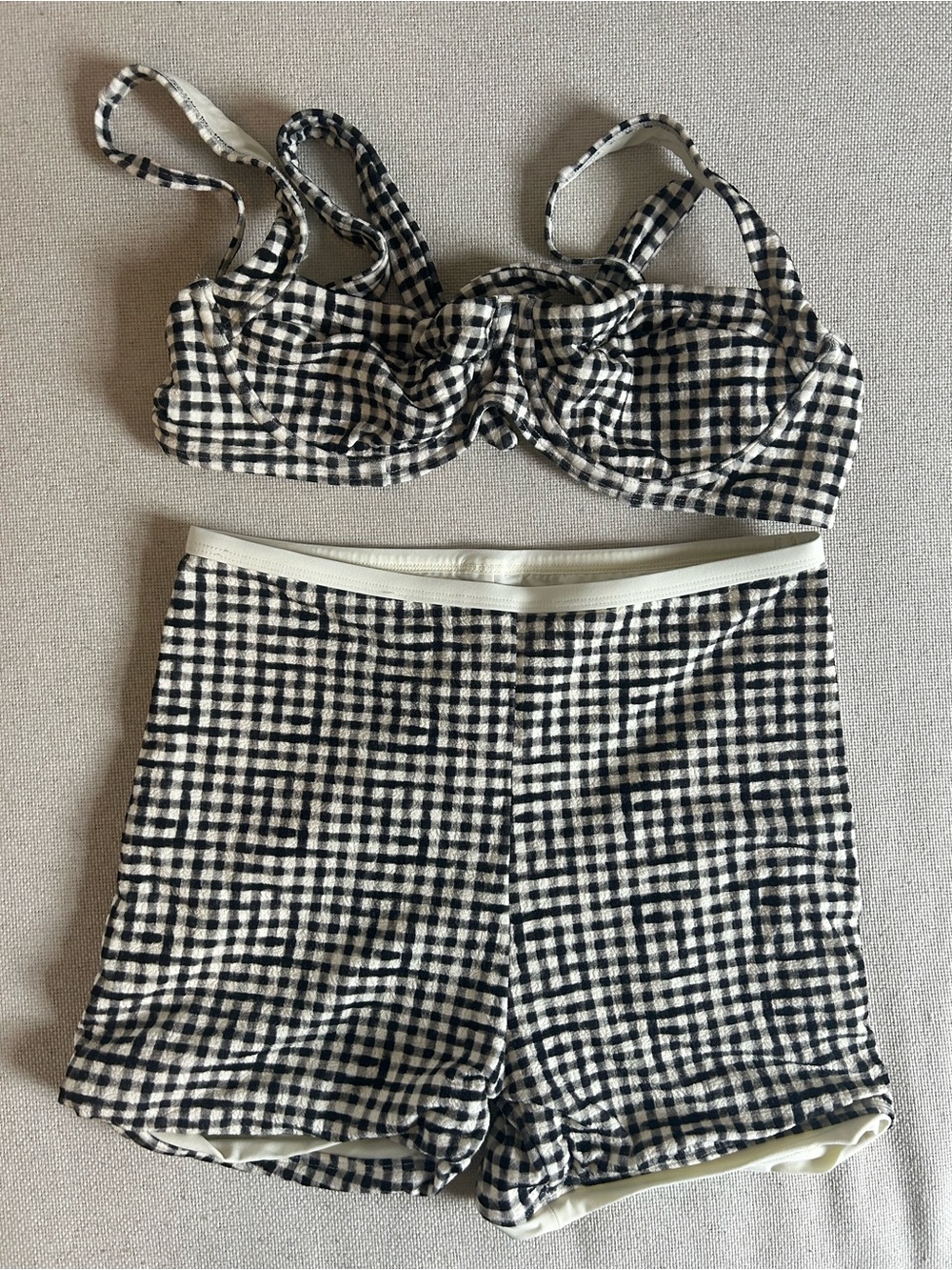 Monday Swimwear • Gingham bikini (top medium, shorts small)